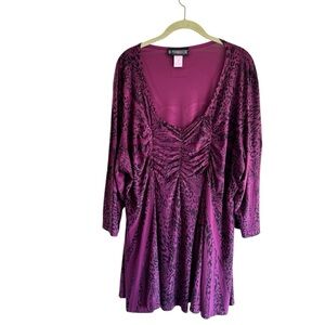 The Pyramid Collection Mixed Print Tunic Top Size 2X Whimsigoth Romantic Artsy